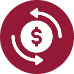An icon of a coin with arrows around it