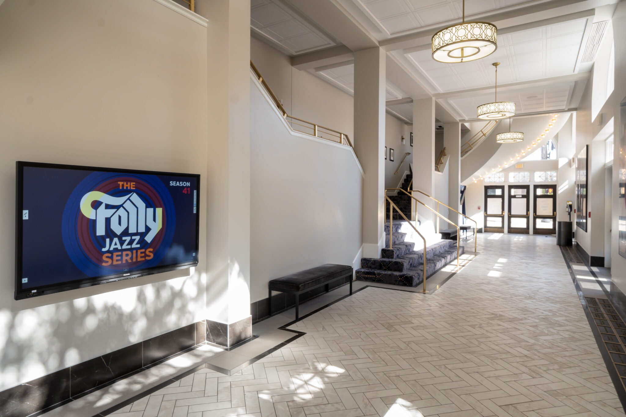 The Folly theater seating and view of the lobby