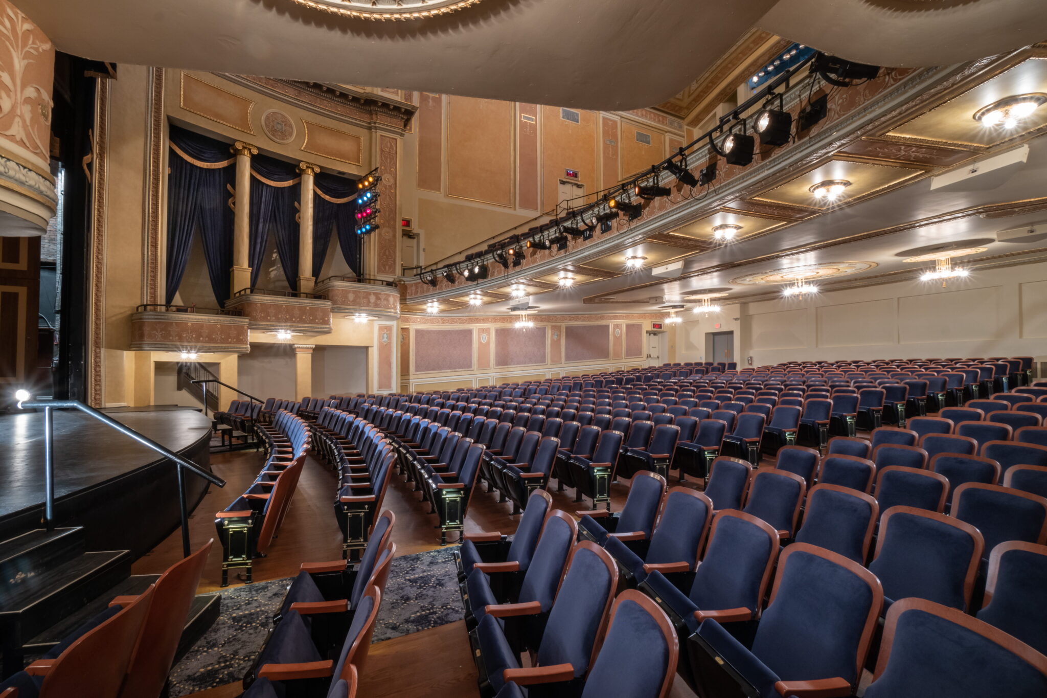Seats in the theater on the left side